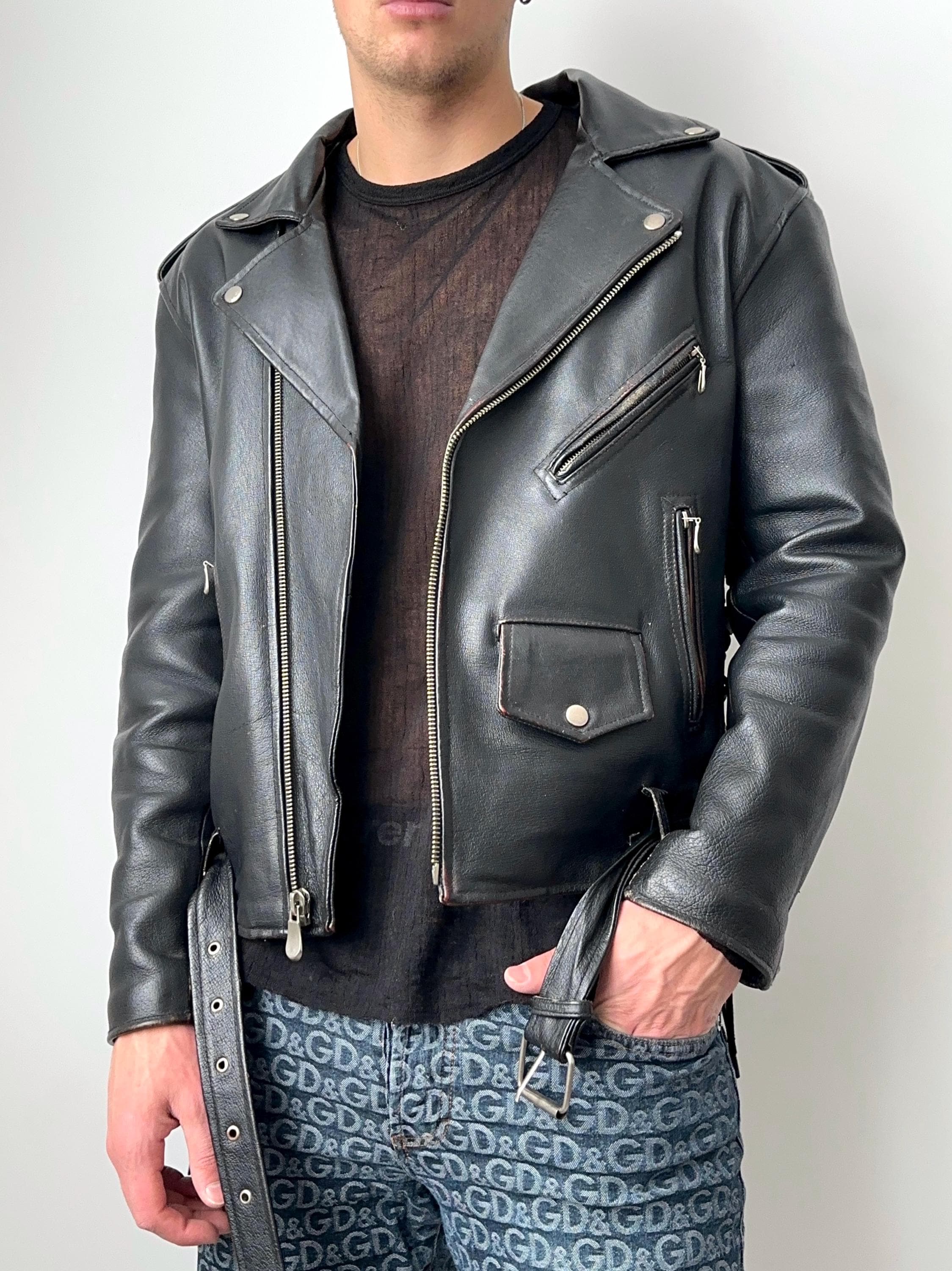 Cropped Black Leather 90s Jacket - Etsy