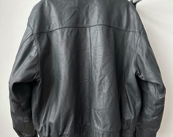 Vintage St Michael Real Genuine Leather Black Jacket Made in Korea