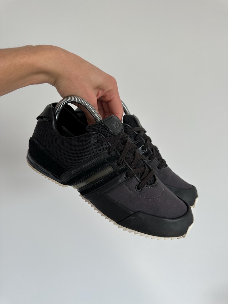 Yohji Yamamoto Y-3 Adidas Sprint Black Low Top Sneakers Men’s Size 7,5 US Y2K Japanese Trainers Vintage Designer Streetwear Shoes image 2
