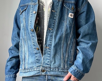 Vintage 90s Carhartt Made In USA Blue Washed Denim Trucker Jacket Detroit Men’s Size XL Workwear Streetwear Rare Y2K 00s