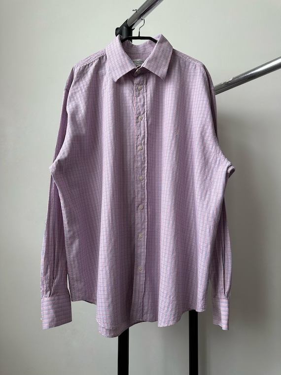 Saint Laurent, Vintage Yves Saint Laurent YSL Logo Striped Pink Casual Long Sleeve Button Up Shirt Men’s Size XXL Old Money Luxury Designer Archive