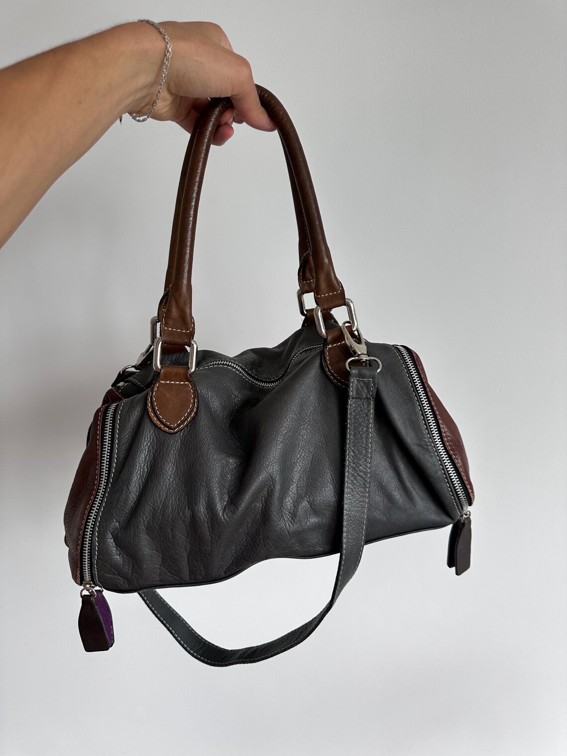 Vintage Luxury Designer Genuine Leather Bag Men’s Casual Formal Old Money Made In Italy Archive 90s Retro Fashion Y2K, foto 1 di 5