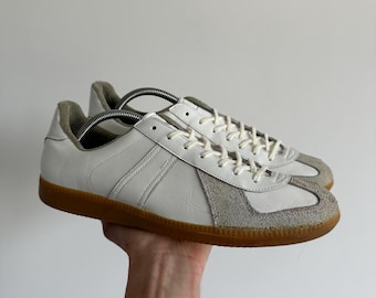 Vintage 00s BW Sport Bundeswehr Bundeswehr Turnschuhe GAT Weißes Leder Low Top Sneakers Schuhe Herren Größe 285 Archiv 90s Designer Streetwear