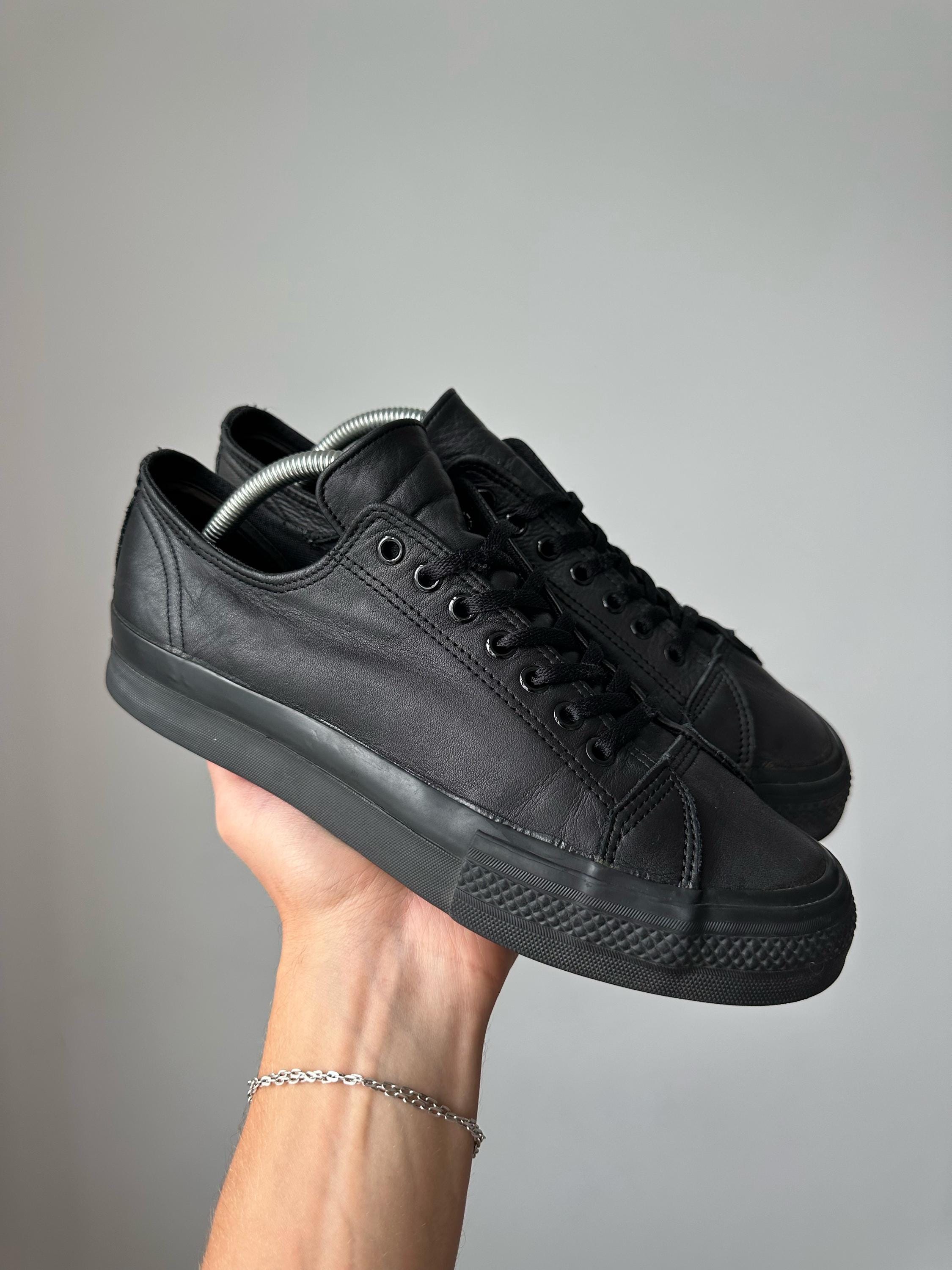 Yohji Yamamoto Pour Homme, Archive Yohji Yamamoto Pour Homme Black Leather Low Top Sneakers Trainers Shoes Made In Japan Men’s Size 7 Designer Japanese Vintage Luxury