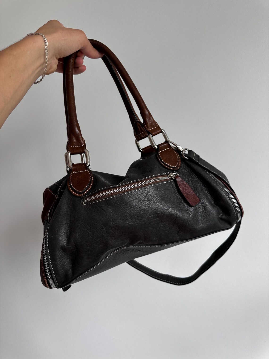 Vintage Luxury Designer Genuine Leather Bag Men’s Casual Formal Old Money Made In Italy Archive 90s Retro Fashion Y2K, foto 3 di 5