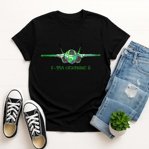 F-35A Lightning II T-Shirt – Stealth Fighter Jet Shirt for Toddler, Kids & Adults – Military Plane Gift, Vector Aircraft Tee, Aviation Top