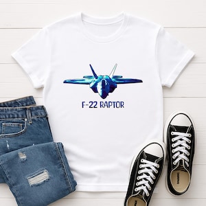F-22 Raptor T-Shirt – Stealth Fighter Jet Shirt for Toddler, Kids & Adults – Military Aircraft Gift, Vector Plane Tee, Aviation Gift Idea