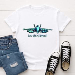 EA-18G Growler T-Shirt – Military Jet Shirt for Toddler, Kids & Adults – Navy Aircraft Gift, Vector Plane Design Tee, Aviation Gift Idea