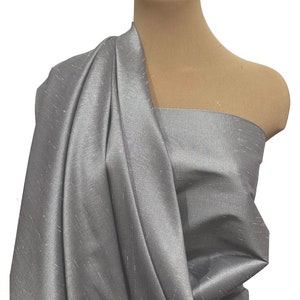 Stretch Shantung  Silver  58&quot; sold by the yard wedding, western shirts, formal , pageant