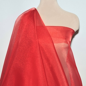 Crystal Organza/ Organdy 100% polyester sheer fabric, 115/116 inches wide./  RED/  by the yard  formal wear, skirts, holiday, decor