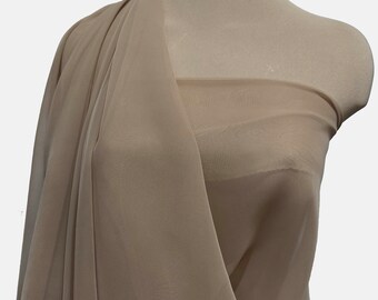 Chiffon fabric  PECAN TAN  60" wide   sold by the yard. . formal..pageant...bridesmaids gowns..decor..curtains