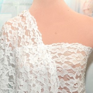 Stretch re-embroidered double scallop lace 52/54&quot; wide 1 yard..White  . formal wear, bridal, mother of bride, flower girl