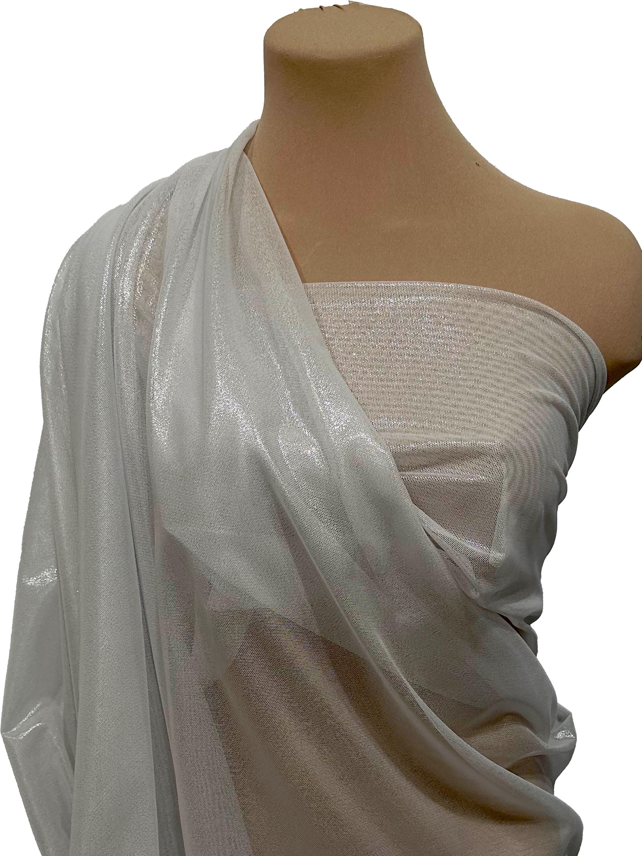 Foil Power Mesh Stretch Fabric, Semi Sheer, 4 Ways Stretch