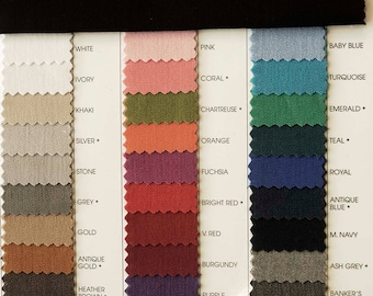 Tessuto elasticizzato Gaberdine 1 iarda scelta del colore dalla tabella 58" di larghezza abiti, pantaloni, giacche, vestiti