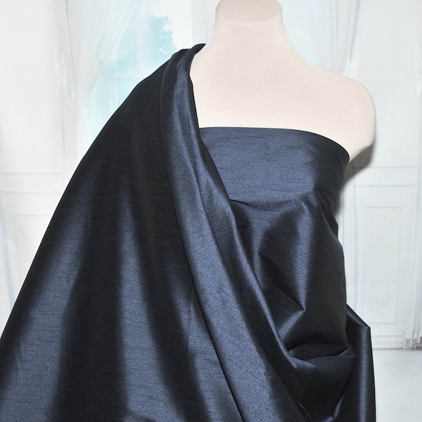 Dupioni  Silky Shantung Polyester Fabric NAVY . wedding .crafts .suits .dresses..home decor