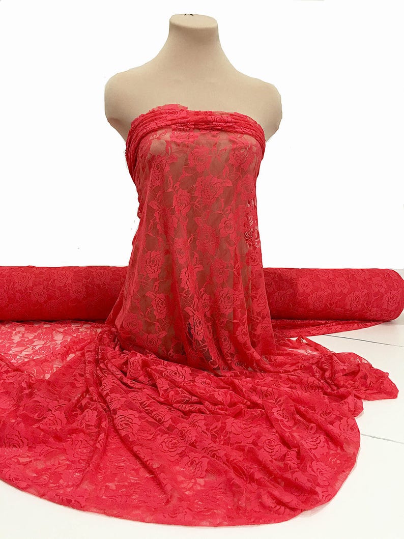 bridal Stretch Lace Flo Pink sold by the yard 4 way stretch formal pageant lingerie- evening wear