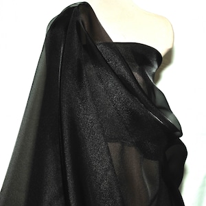 Crystal Organza / Organdy 100% polyester sheer fabric, 115/116 inches wide./BLACK /  by the yard  formal wear, skirts, holiday,