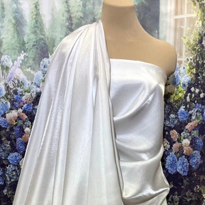 LIQUID Shimmer Satin  fabric White  1 YD bridal, drapery. formal, costume,pageants, crafts ,decor, curtains, children&#39;s wear