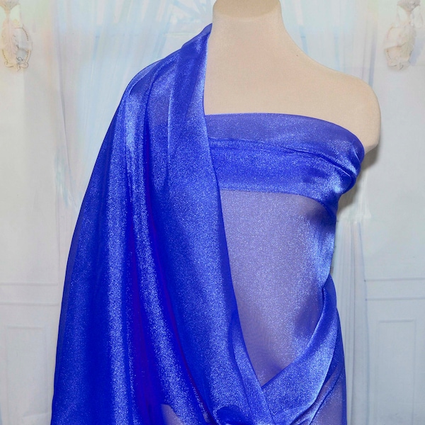 Sparkle Organza fabric Royal blue  45" wide sheer ..pageant dress skirts, formals, crafts, wedding, home decor