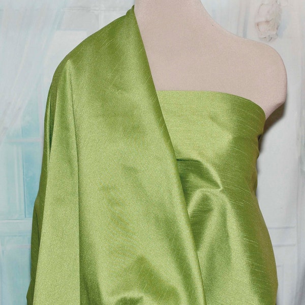 Dupioni  Silky Shantung Polyester Fabric APPLE GREEN . wedding .crafts .suits .dresses..home decor, pageant attire