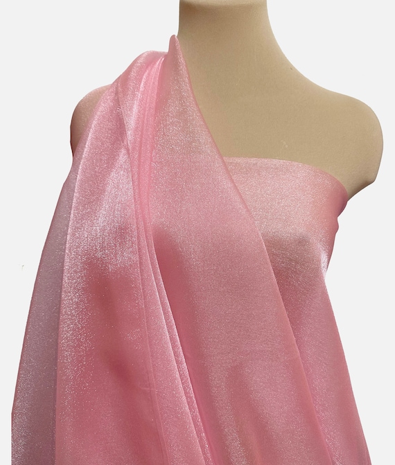 Crushed Sheer Organza - Iridescent Pink - 45 Organza Fabric for Fashi