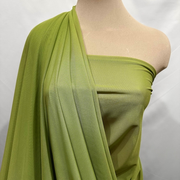 Power mesh stretch fabric, semi sheer, 4 ways stretch.. MOSS green     . 58 " wide.. dance, pageant, formal, costume,