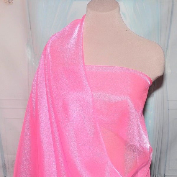 Sparkle Organza fabric Neon Pink  45" wide sheer ..pageant dress skirts, formals, crafts, wedding, home decor