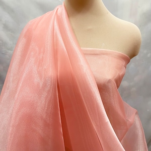 Iridescent Organza fabric 60&quot; wide.. sheer, CORAL 500  .. formal wear, bridal, pageant, crafts, costumes, home decor