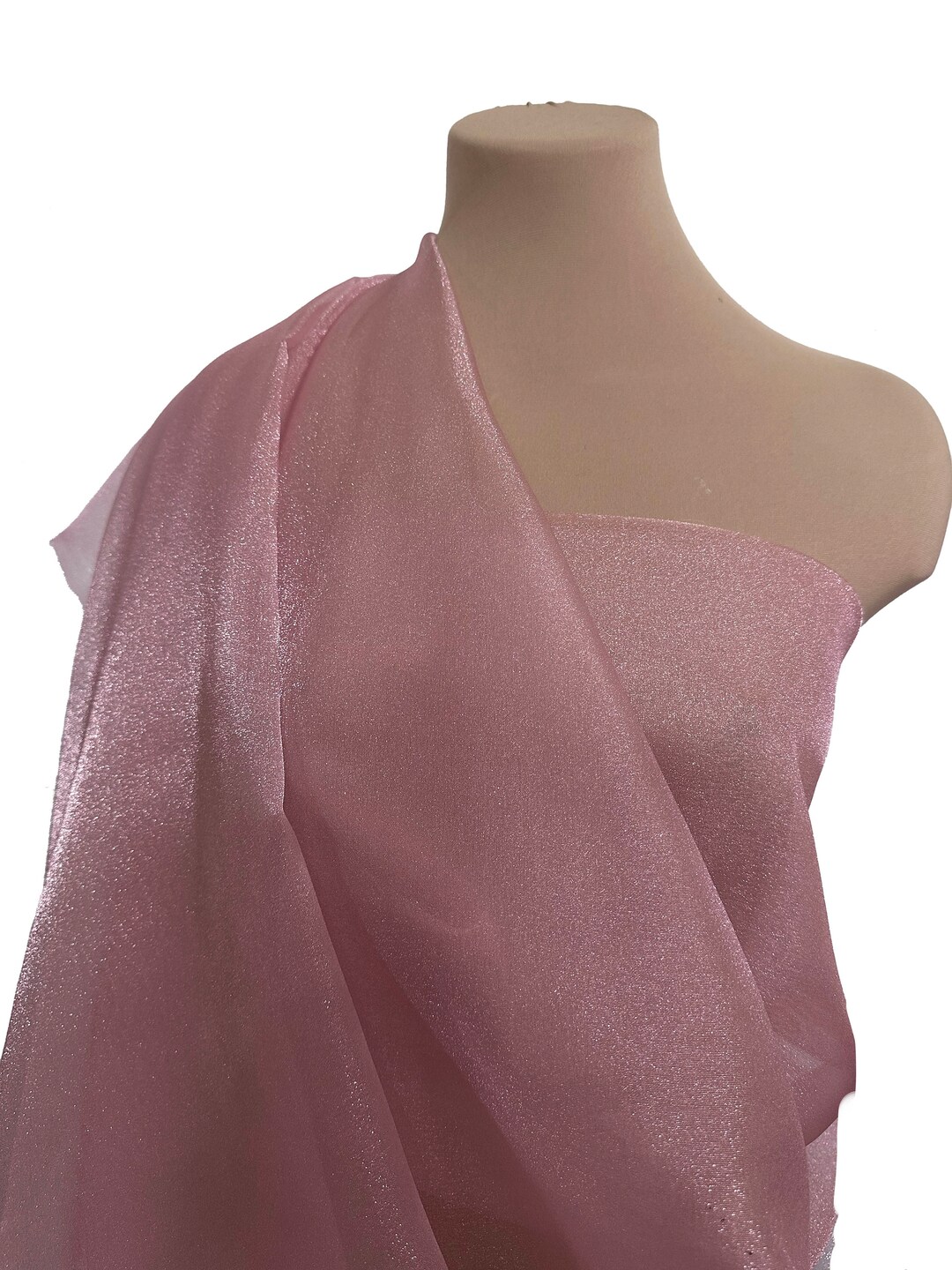 Sparkle Organza Fabric Dusty Rose 45 Wide Sheer ..pageant Dress Skirts, Formals, Crafts, Wedding ...
