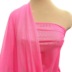 Power mesh stretch fabric, semi sheer, 4 ways stretch.. Neon  Candy Pink.. 58 &quot; wide.. dance, pageant, formal, costume,