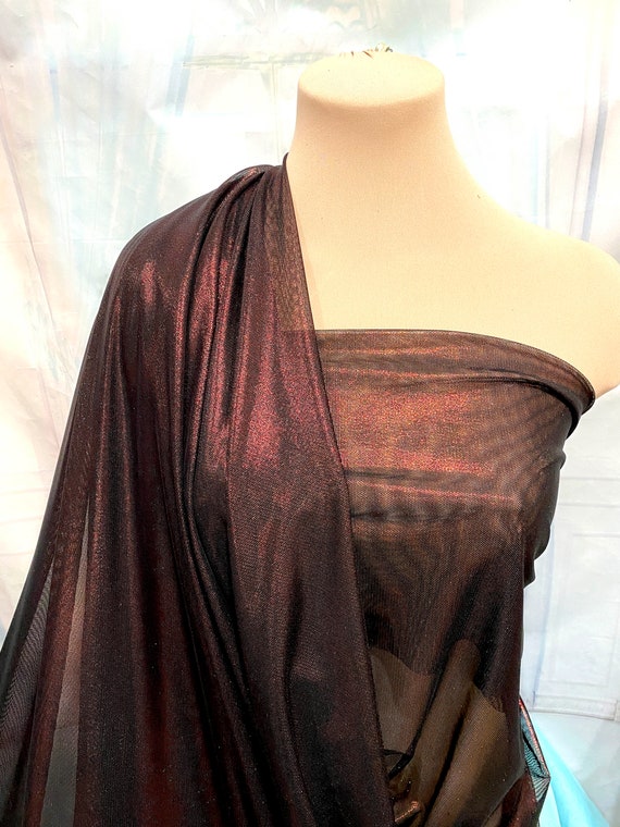 Foil Power mesh stretch fabric dance formal 54 wide. costume, pageant semi sheer 4 ways stretch..Royalblack.