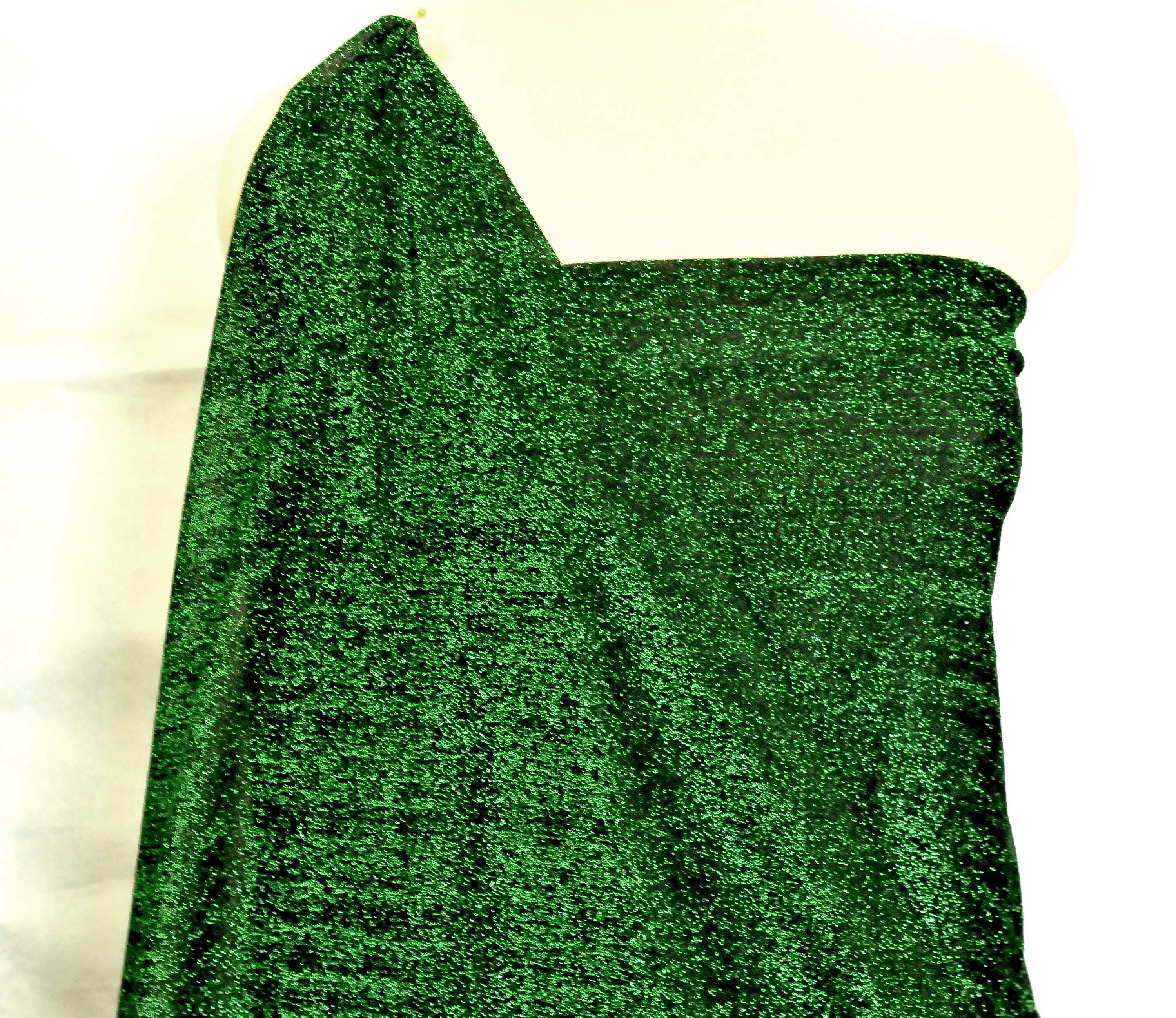 Metallic American Knit Fabric Black /green stretch Etsy