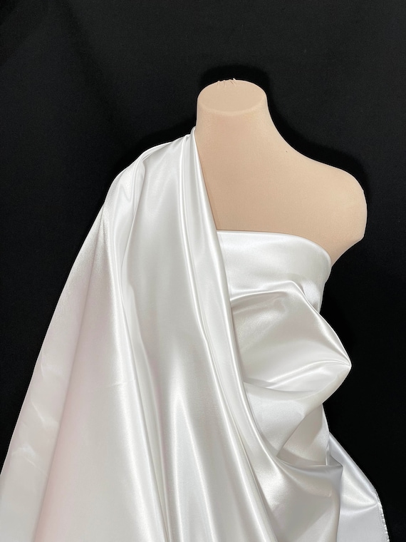 White Satin Fabric, Silky Satin Fabric White, Bridal Satin Medium