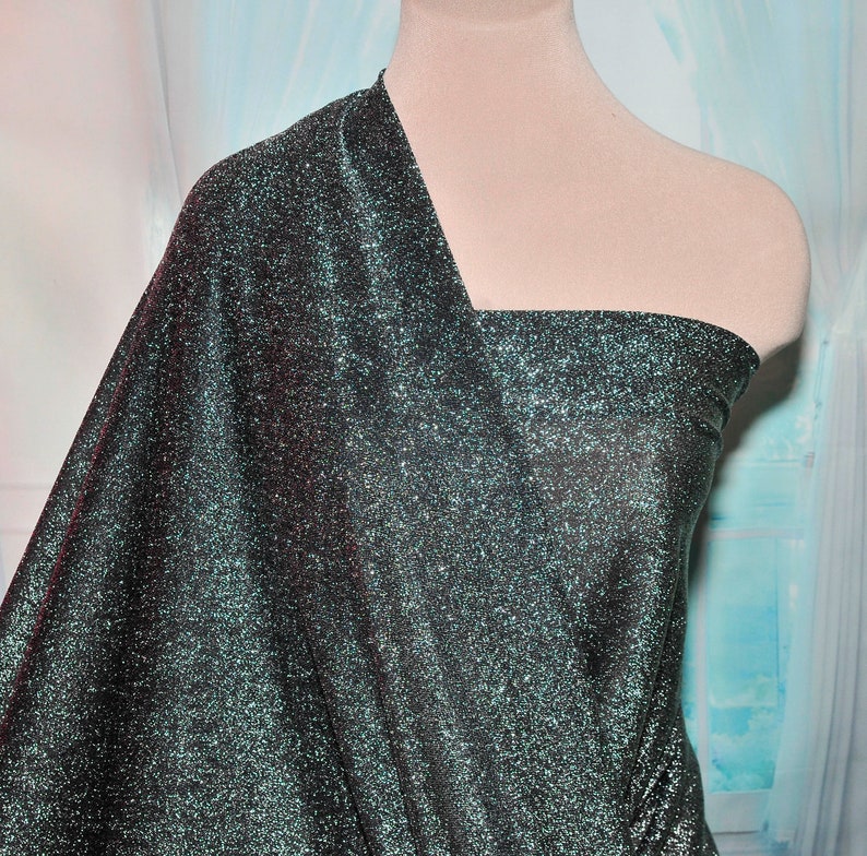Metallic American Knit Fabric Black /Silver stretch Etsy