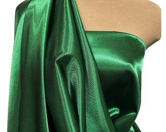 T. Emerald   poly satin fabric .. bridal, formal, pageant, suits , home decor..wedding...