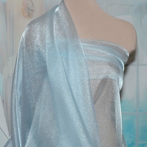 Sparkle Organza fabric Light Blue 45" wide sheer ..pageant dress skirts, formals, crafts, wedding, home decor