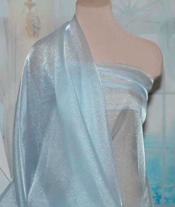Sparkle Organza Fabric Light Blue 45 Wide Sheer Etsy