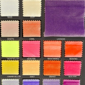 Stretch Velvet color card.. 1 yard ..60 " .. soft ..formal wear, pageant, home decor, pants, skirts, dresses, suits..childrens clothing