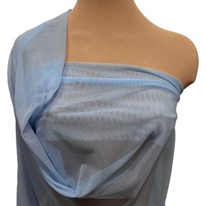 Power mesh stretch fabric, semi sheer, 4 ways stretch..BABY BLUE . 58 &quot; wide.. dance, pageant, formal, costume,