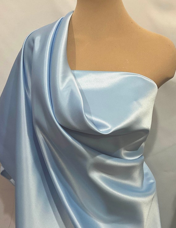 Duchess satin Fabric 60" wide Blue 1120 , Cinderella dress, bridal, formal,  pageant, suits , home decor, capes, pillows