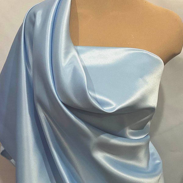 Duchess satin Fabric 60" wide Blue 1120   , Cinderella dress,   bridal, formal, pageant, suits , home decor, capes, pillows