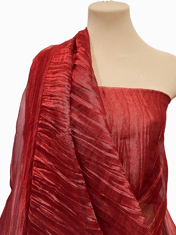 crushed organza dress 80s Crushed Organza Maxi Dress (M)