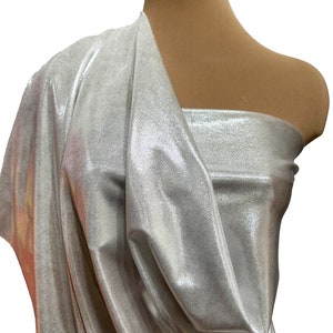 Mystique spandex fabric sold by the yard.. Silver/White  4 ways stretch ..great for gymnastic dance theater pageant swimsuits  posing suits