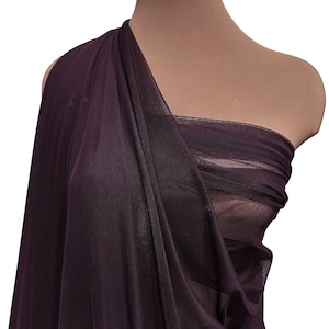 Power mesh stretch fabric, semi sheer, 4 ways stretch.. Eggplant /Raisin   . 58 &quot; wide.. dance, pageant, formal, costume,