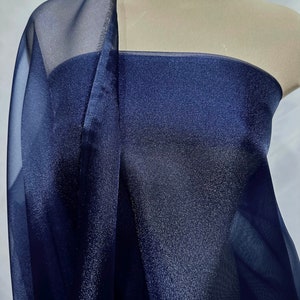 Crystal Organza / Organdy 100% polyester sheer fabric, 115/116 inches wide./NAVY /  by the yard  formal wear, skirts, holiday,