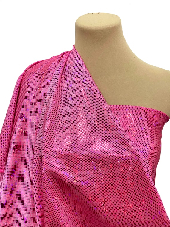 Shattered Glass Hologram Spandex hot Pink  Fabric ...dance...cheer bows...gymnastics...costume..crafts...pageant