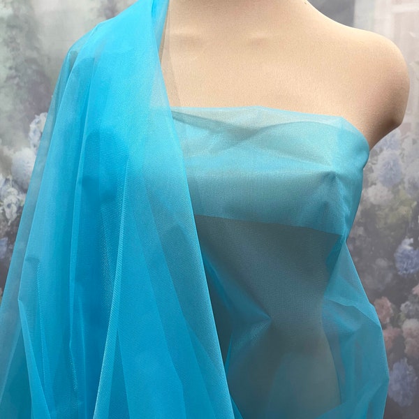 Turquoise  Tricot Nylon stiff.. .. 54 " wide..sheer, lightweight, skirts, ruffles, over skirts