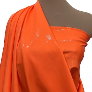 NEON Mystique Spandex Fabric  hot orange flourescent  dance -skate- gymnastics -twirl - pageant -BTY- cheer bows