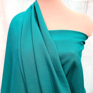 Crepe Georgette Fabric TEAL 2052 semi sheer sold by the yard 58&quot; wide for weddings, dresses or home decor