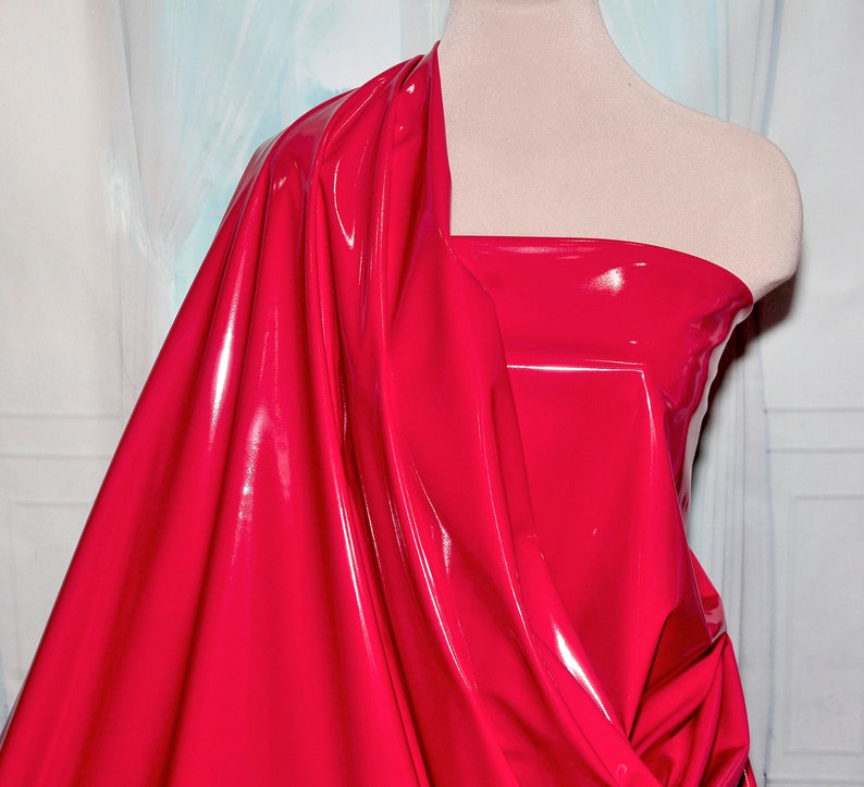 PU coated Red 2 way stretch fabric, 58 ...costumes, casual wear, jackets, theater, crafts, cosplay , skirts, BTY image 1